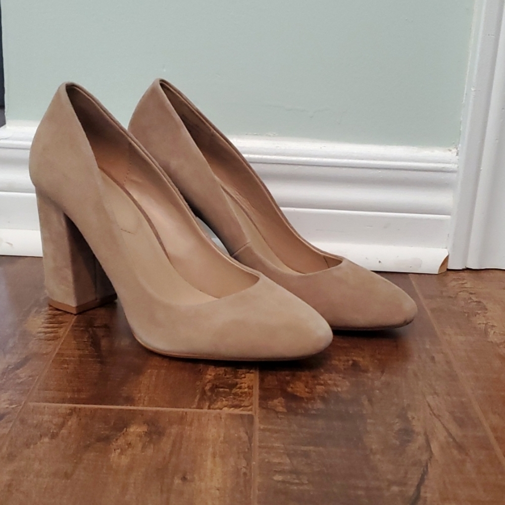 ALDO suede tan beige block heels